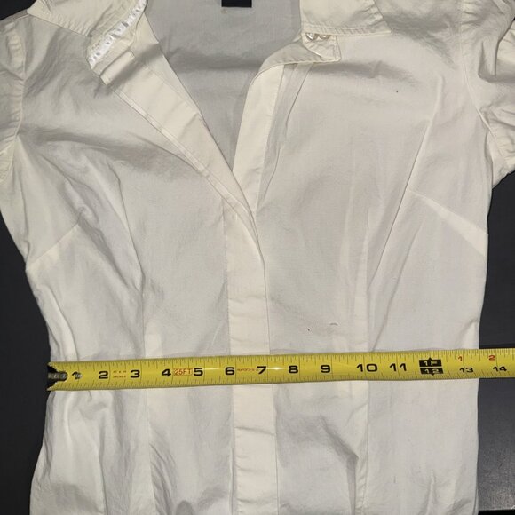 Moda International Button Up Shirt Women’s Size 2XS Ivory Long Sleeve Collared - Picture 12 of 16
